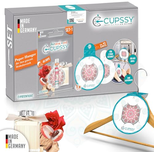 Cupssy VacuFresh - Chloe Duft | 1X Pad + 1X Spray - Für Schrank, Küche, Staubsaugerbeutel & Luftfilter - Parfümierter Lufterfrischer gegen Gerüche