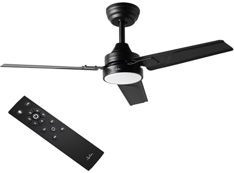 Jata JVTE4234 - Ventilador de Techo con Luz con Mando a Distancia. 6 velocidades. Ultrasilencioso. Solo 50 dB. 3 Aspas. Función Verano-Invierno. Temporizador. LED de 3 intensidades