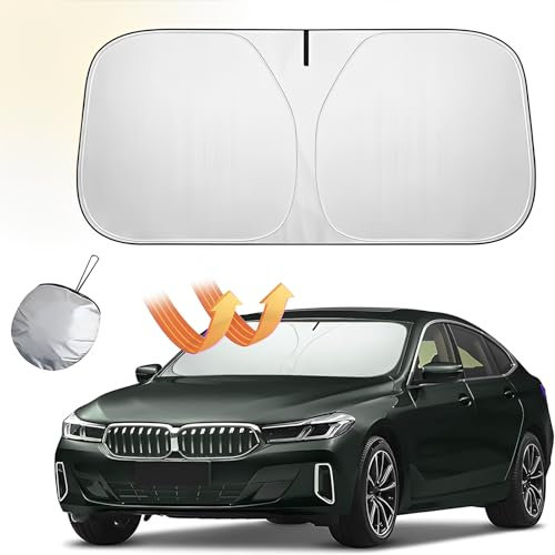 TFSZE Parasole Auto, 145 * 80CM Pieghevole Parabrezza Interno, Coprisole Auto Contro i Raggi UV, Compatibile con la Maggior Parte dei Veicoli
