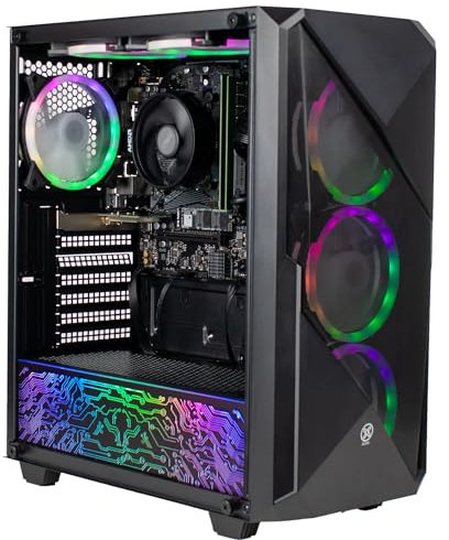 XUM Legend Prebuilt Gaming PC: AMD Ryzen 5 5600G, Radeon Vega 7 Integrated Graphics, 16GB DDR4 RAM, 256GB NVMe SSD, 1TB HDD, 500W PSU 80+ Bronze, aRGB, WiFi 5, Windows 11 Home, Entry Level, Black Case