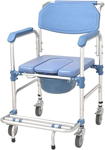 CCYENG Toilettenrollstuhl, Leichtgewicht, beweglicher Toilettenstuhl, Nachtstuhl, Toilettenstuhl, Gestellsitz, mit Rückenlehne, Armlehne, abnehmbarem Sitz und Eimer, l