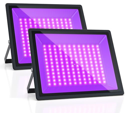 AffyBulb 150W LED Lumière Noire, Lumiere Noire, Projecteur UV pour Noël, Halloween, Fête Néon Incandescente, Peinture Corporelle, Lumière UV de Durcissement de Résine, IP66 étanche (150W, 2pcs)