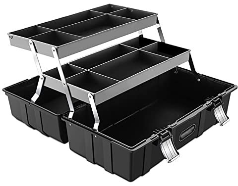 Boîte À Outils Valise boîte à outils professionnelle pliante à 3 niveaux, Kit de boîte à outils réparation de matériel de Garage matière plastique brillant rangement à domicile Caisse à Outils(21 Inch
