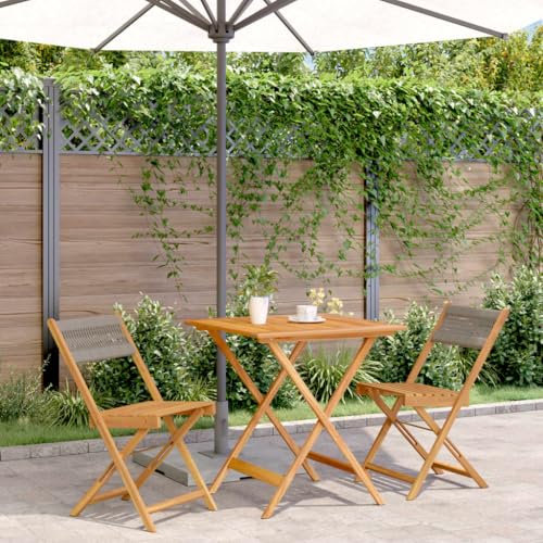 Juroupi 3-TLG. Bistro-Set Bistro Set Gartenlounge Outdoor Bistroset BalkonmöBel Set MöBelsets Grau Polypropylen und Massivholz - 3281866
