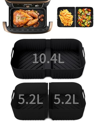 SOSALUK 3PCS Silikonform für Air Fryer Ninja Heißluftfritteuse Zubehör für Ninja Foodi Flexdrawer AF500EU 10.4 L AF500DE Airfryer Silikonform 1 * 10.4L&2 * 5.2L Silikon Einsätze für Ninja AF500EUCP