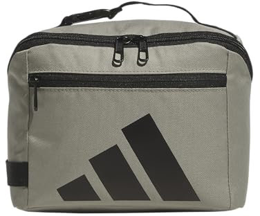 Adidas 984163 Affiliate Lunchtasche mit Griff, isolierte Bento-Box für Damen und Herren, Polyester, Silber Kieselgrau/Schwarz