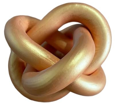 GUDAGUU Wood Knot Decor -Coffee Table Decor Shelf Decor Table Books Hand Carved Home Decoration Boho Country Rustic Modern Shabby Chic Style Decor,3 Link Wooden Home Decor (Burning Colors)