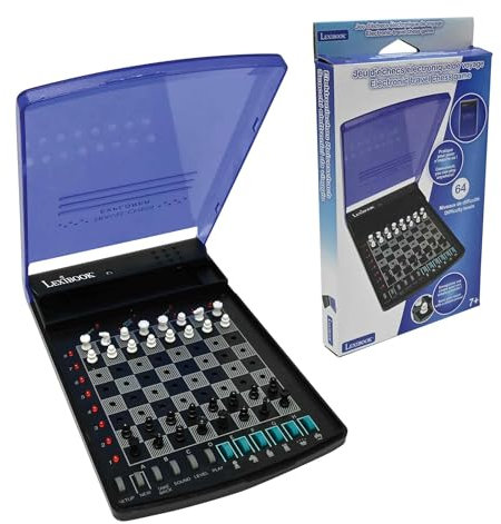 Lexibook, Electronic travel chess set, 32 pieces, 64 difficulty levels, 1 to 2 players, Strategy game, Family board game, LCG500