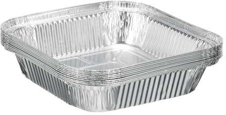 sourcing map Lot de 10 moules à tarte carrés jetables en aluminium de 18 cm pour tartes, quiches, tartelettes, pâtisseries, fêtes de réchauffement, argent