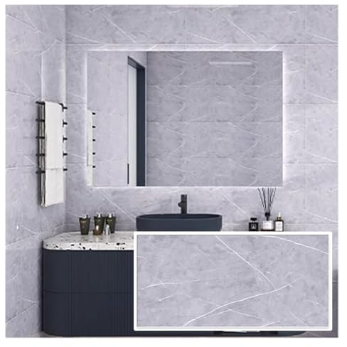 Panneaux décoratifs de revêtement de plafond en PVC, carreaux de plafond suspendus décoratifs, carreaux de marbre imitation carreaux à décoller et à coller for cuisine salle de bain(Gray,30x60cm(5pcs)
