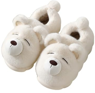 Slippers Simpatiche pantofole da casa con orso polare Pantofole invernali calde con animali pelosi, comode e morbide pantofole in peluche, comode scarpe da camera da letto per donna e uomo Ciabatte