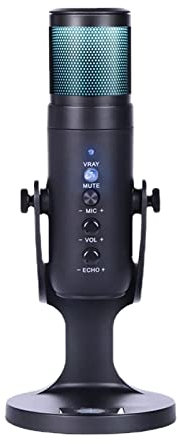 Microphone RGB Condenser Microphone Compatible with iPhone Android Laptop Computers Professional USB Mic with Earphone Jack for Gaming St Suitable for Anchor, Dubbing Studio, Recording, st