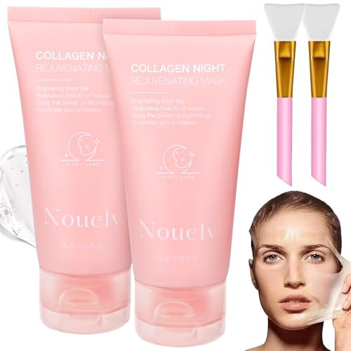 Masque de Nuit au Collagène, Collagen Night Wrapping Peel Off Mask, Masque de Collagène Visage Korean pour une hydratation profonde et durable qui lisse et raffermit la peau pendant la nuit