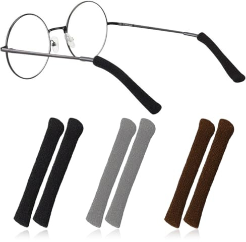 RT 3 Paia Cuscinetti Morbidi per Occhiali, Aste Antiscivolo, Ganci per Orecchie, gommini occhiali orecchie, Ferma Occhiali, Auricolari in Maglieria, Tessuto in Cotone, Coperture per Bracci