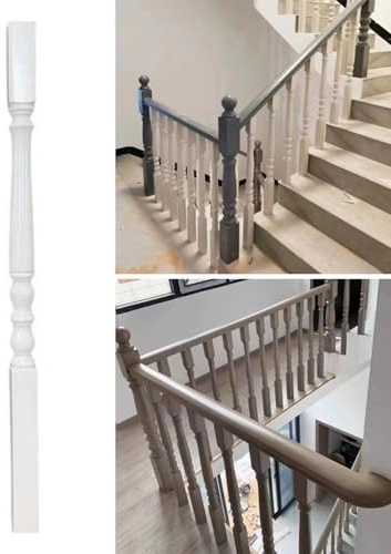 Elitix Garde Corps Escalier Bois Garde Corps Interieur Kit Minimaliste, Garde Corps Terrasse Remplacement pour Palier Et Oblique, Contemporain Rampe Escalier Paquet, Garde-Corps Poteau(O,1 pc)