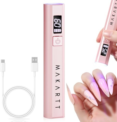 Makartt UV Lampe für Gelnägel - Handheld Mini LED UV lampe Nägel Portable Lumière Nail Dryer for Curing Gel Polish Nail Glue Rechargeable USB Nail Light with LCD 2 Timer for Fast Drying Home Salon Use