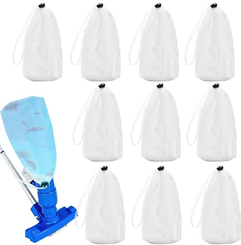 Bolsas para Aspirador De Piscina | Bolsas De Red para Aspirar Hojas De Piscina | 10 Unidades Reutilizables de Nailon para Eliminar Suciedad, Hojas, pelos