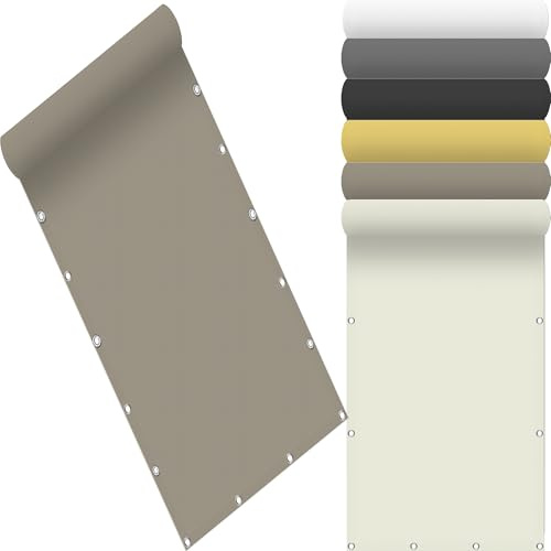 Sonnensegel Balkon Sonnenschutz 120 x 430 cm Seitenschutz Balkon Ohne Bohren Polyester Wasserabweisend mit Befestigungsseilen für Terrasse Garten, Taupe