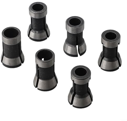 Zilimontt Set di 6 punte per fresatrice in acciaio al carbonio, adattatori per fresatrice da 6 mm, 6,35 mm, 8 mm, compatibili con macchine per tagliare e incidere, elettriche