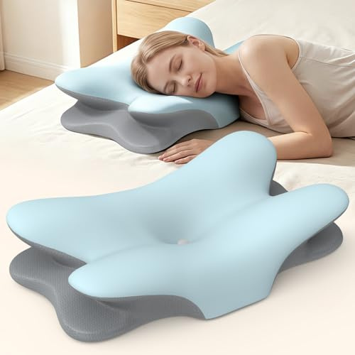 Besyodo Cervical Neck Pillow for Pain Relief - Ergonomic Side Sleeper Pillow for Neck Support, Cooling Memory Foam Pillows for Sleeping, Contour Pillow Orthopedic Bed Pillow for Back Stomach Sleepers