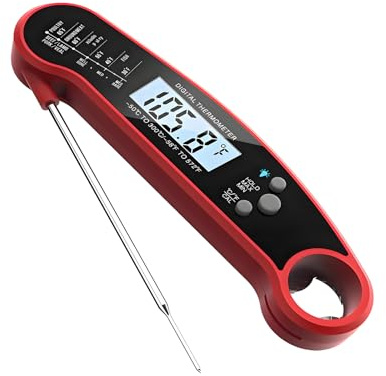 Kötttermometer digital, termometer matlagning, ± 0,5 °C noggrannhet, IP65 vattentät, kökstermometer med 110 mm extern lång sond, för stekning, grillning, kök, ugn, bakning