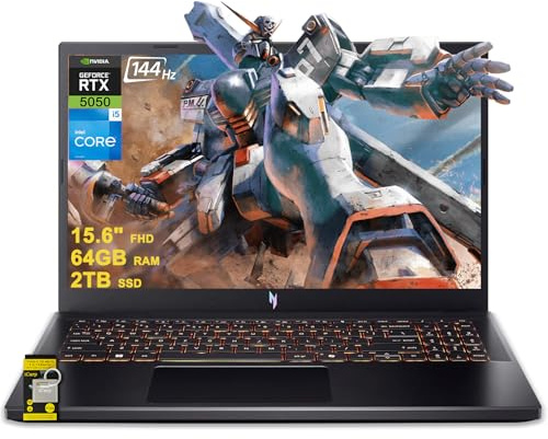 acer Nitro V 15 Gaming Laptop 15.6 FHD IPS 165Hz Intel 8-core i5-13420H 64GB RAM 2TB SSD GeForce RTX 5050 GDDR7 DLSS4 (Up to 440 AI Tops) Backlit Thunderbolt Wi-Fi6 Win11 ICP Hub