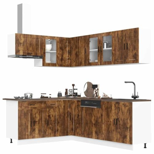 Teenpull Porto Kitchen Cabinets Set Smoking Wooden Modular Kitchen Cabinet Durable Cupboard Buffet Cabinet with Plenty of Space