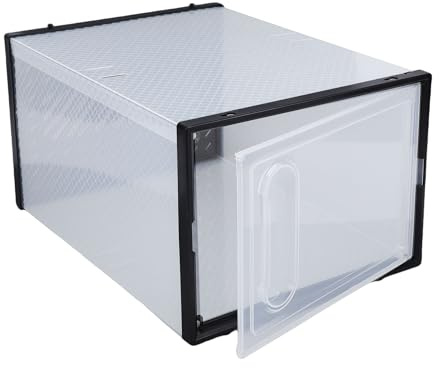 Luocute Stora Genomskinliga Skoboxar, Uppgraderad Rymlig Stapelbar Förvaringslåda för Stövlar och Klackar för Sneakers, med Magnetdörr och Ventilationshål, för Garderobshem