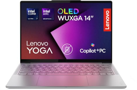 Lenovo Yoga Slim 7i Aura Edition Copilot+ PC Notebook 14 OLED, Intel Core Ultra 7 256V, 16GB RAM, 1TB SSD, WiFi 7, Laptop in alluminio per Lavoro, Studio e Creatività - Caricatore non incluso