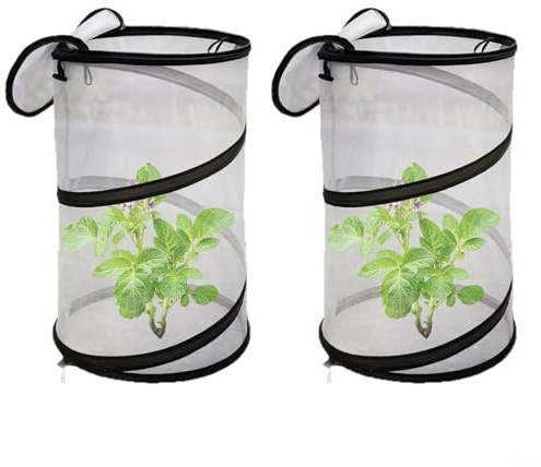 Rete di protezione per piante rotonda pieghevole con cerniera, griglia di protezione per uccelli, per verdure, frutta, fiori ed erbe in giardino, include picchetti e borsa per il trasporto, 30 x 50 cm