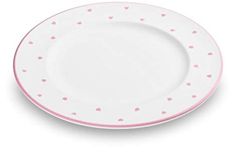 GMUNDNER KERAMIK Dessertteller Gourmet Durchmesser : 22 cm Herzerl Rosa Geschirr, handgemacht in Österreich