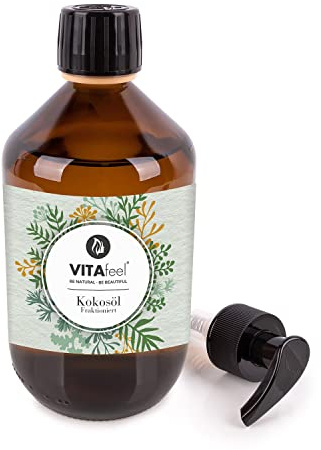 MeaVita Huile de Noix de Coco Fractionnée en Bouteille de Verre avec Pompe 500 ml