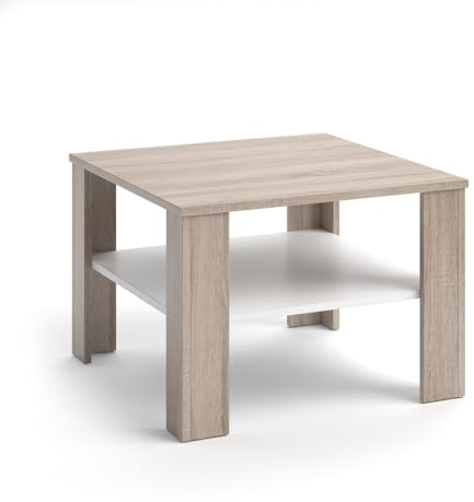 Vicco Couchtisch Homer, Sonoma, 60 x 60 cm | zur Aufbewahrung von Zeitschriften und Fernbedienungen