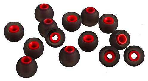 Xcessor (L 7 Pairs (14 Pieces) of Silicone Replacement In Ear Earphone Large Size Earbuds. Replacement Ear Tips for Popular In-Ear Headphones. Black/Red