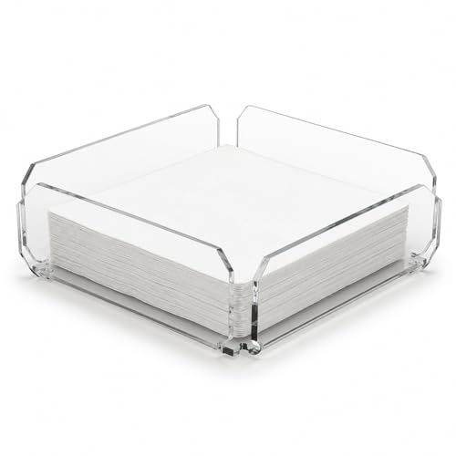Agplex Portatovaglioli da Tavola in Acrilico Trasparente Premium 20,5x20,5x5,8 cm, Porta Tovaglioli da Tavolo Cucina Aperitivo Ristorante Hotel, Porta Fazzoletti Artigianale 100% Made in Italy