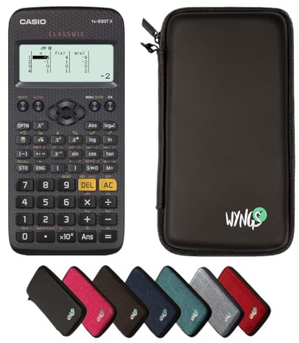 Casio fx-83GT X Schwarz inkl. WYNGS Schutztasche Schwarz - Wissenschaftlicher Taschenrechner - Basic Set