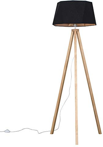 MiniSun | Modern Light Wood Tripod Design Floor Lamp with a Matt Black/Copper Geometric Shade | Floor Lamps & Torchieres, Home Décor & Improvement Essential | Includes Bulb [3000K Warm White]