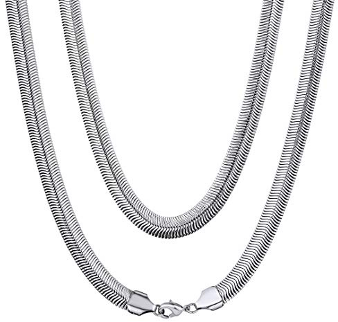 Rostfritt stål pansarkedja halsband silver 8 mm 52 tum flexibelt nät hänge kedjor för män kvinnor