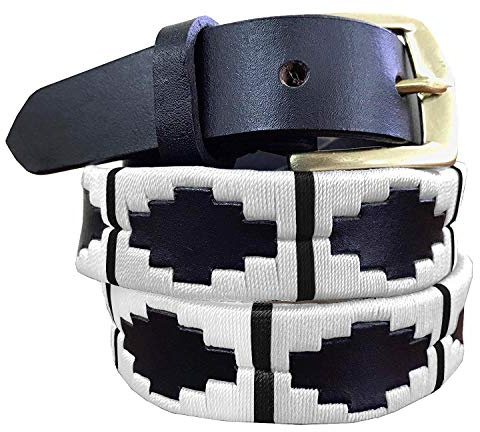 Carlos Diaz Skinny Mens Womens Unisex Brown Leather Embroidered Polo Belt