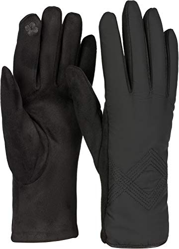styleBREAKER Guantes para damas con pantalla táctil con acolchado en zig-zag y forro polar, guantes de abrigo, invierno 09010033, color:Negro