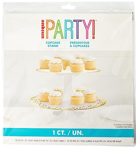 Unique Party 73989 - Alzata per Cupcake - Design con Coriandoli in Foil d'Oro