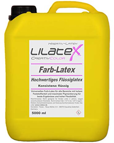 5 Liter Lilatex farbiges Flüssiglatex/Farblatex/Latexmilch - dünnflüssiges Naturlatex in GELB