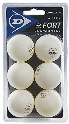 Dunlop Fort Tournament 6 Tischtennisbälle weiß, 6er Pack Bälle, Professionelle weiße ITTF zertifizierte 3 Sterne TT Bälle, Indoor und Outdoor, Wettkampf, fortgeschrittene Vereins- und Turnier- Spieler