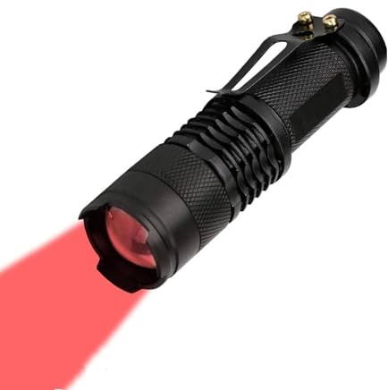 Torcia Luce Rossa,Torcia Tattica Caccia Rossa LED 350 Lumen Impermeabile Zoomable Grado 3 Modalità Torce per Varmint Coyote Osservare le Stelle Visione Notturna Campeggio Astronomico Pesca Aviazion