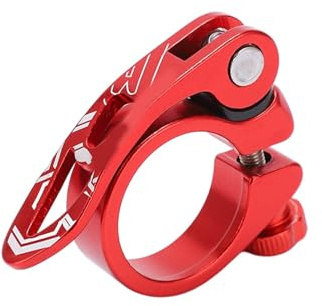 Dilwe Fahrrad-Sattelstützenklemme, 34,9 mm, Schnellspanner, CNC-Aluminium, Rot