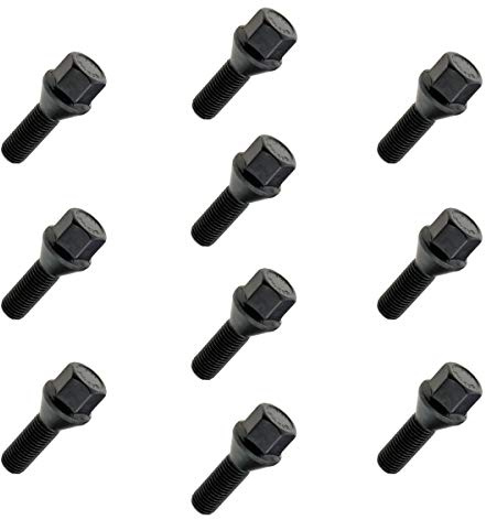 10x Radschrauben M12x1,5 Radbolzen Kegel 60° Kegelbund SW17 45mm Schwarz