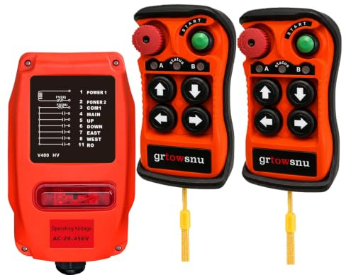grtowsnu Q400 Ultra Drahtlose Kran-Fernbedienung 28-465V 4 Kanal Funk | Industrielle Steuerung für Brückenkran Elektrisches Hebezeug Winde 220V 380V