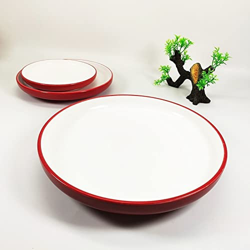 Assiettes Plates Plaques de dîner Plaques rondes rouges et blanches Salades Plaques de dîner de cuisine de la cuisine familiale Assiette (Color : 11 inch)