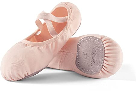 Dance Women's Ballet Shoes Stretch Canvas Performa Dance Slippers Split Sole for Girls/Adult, Size 6, Pink