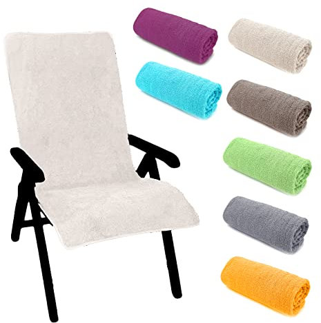 heimtexland ® Cojín para silla con respaldo alto para silla de jardín, piscina, sauna, gimnasio, higiénico, toalla de rizo, 60 x 130 cm, tipo 772, color crema